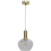 First Choice Lighting Bradson - Clear Swirl Glass Satin Brass Deco Pendant Fitting