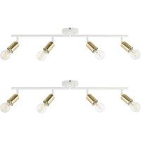 First Choice Lighting Set of 2 Journey - Matt White Gold 4 Way Adjustable Ceiling Spotlights