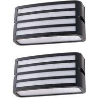 First Choice Lighting Set of 2 Pluto - Anthracite Aluminium Outdoor Louvered Wall Lights in Black