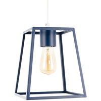 Happy Homewares Industrial Lantern Lamp Shade in Navy Blue with Square Top & Bottom in Midnight