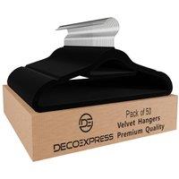 Deco Express Velvet Hangers 50 Pack Non Slip For Clothes in Black