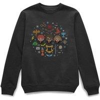 Harry Potter Official Christmas Range Characters Sweatshirt - Black | Size: 2XL