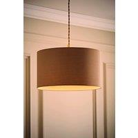 ValueLights Reni Taupe Fabric Easy Fit Drum Ceiling Lamp Shade with Bulb in Beige | Size: Medium