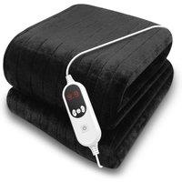Purus Deluxe Electric Throw Heated Double Over Sofa Blanket Soft Fleece 160x120cm in Black | Size: 160x120 cm