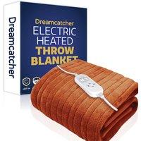 Dreamcatcher Terracotta Electric Throw Heated Double Over Blanket Fleece 160x120cm
