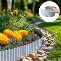 Woven Wood 15m - 3 Rolls Galvanised Metal Heavy Duty Lawn Edging Roll - Wavy - 16.5cm Height in Silver