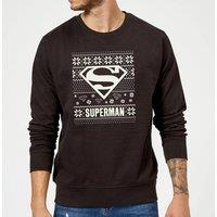 DC Comics DC Superman Christmas Knit Logo Black Christmas Jumper | Size: Large