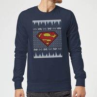 DC Comics DC Superman Knit Christmas Jumper - Navy | Size: 5XL