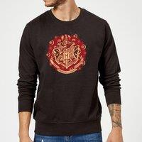 Harry Potter Hogwarts Christmas Crest Christmas Jumper - Black | Size: Medium