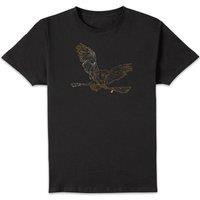 Harry Potter Hedwig Broom Gold Men's T-Shirt - Black | Size: Small