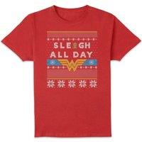 DC Comics Wonder Woman 'Sleigh All Day Men's Christmas T-Shirt - Red | Size: 2XL