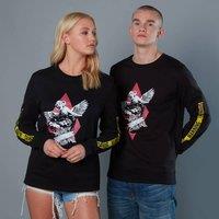 DC Comics Yellow Warning Sleeve Unisex Birds of Prey Sweatshirt - Black | Size: Small