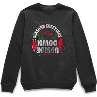 Stranger Things Seasons Greeting From Upside Down Christmas Jumper - Black | Size: 3XL