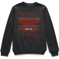 Stranger Things Seasons Greetings From The Upside Down Christmas Jumper - Black | Size: Small