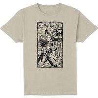Marvel Captain America Line Art Unisex T-Shirt - Cream | Size: 2XL