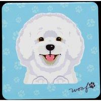 Mulberry Studios Pet Coaster - Dog - Bichon Frise in Blue