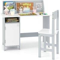 Costway Kids Table & Chair Set Children Study Table w/ Hutch
