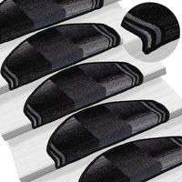 Berkfield Home Stair Mats Self-adhesive 5 pcs 65x21x4 cm Black & Grey | Size: Medium