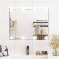Berkfield Home Wall Mirror with LED Lights 50x60 cm Glass Rectangle in Silver