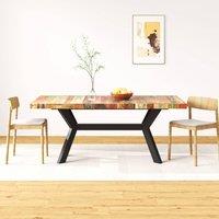 Berkfield Home Dining Table Solid Reclaimed Wood & Steel Cross 180 cm in Brown