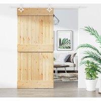 Berkfield Home Sliding Door with Hardware Set 95x210 cm Solid Wood Pine in Brown