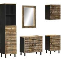 Berkfield Home 5 Piece Bathroom Furniture Set Solid Wood Mango in Brown