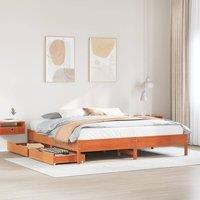 Berkfield Home Bed Frame without Mattress Wax Brown 200x200 cm Solid Wood Pine