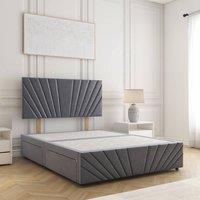 BSSPOKE Rose Plush Velvet Divan Bed Set 24 Headboard & 4 Drawers No Mattress in Charcoal | Size: King