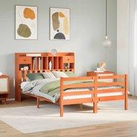 Berkfield Home Bookcase Bed without Mattress Wax Brown 140x200cm Solid Wood Pine | Size: 140x200 cm