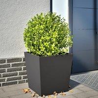 Berkfield Home Garden Planter Black 50x50x50 cm Steel | Size: 50 x 50 x 50 cm