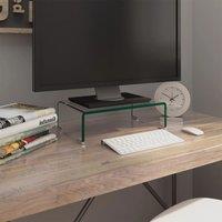 Berkfield Home TV Stand/Monitor Riser Glass Clear 40x25x11 cm | Size: 40 x 25 x 11 cm