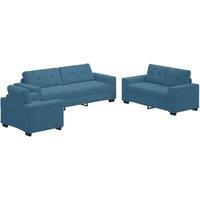 Berkfield Home 3 Piece Sofa Set with Cushions Blue Velvet