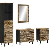 Berkfield Home 4 Piece Bathroom Furniture Set Solid Wood Mango in Brown