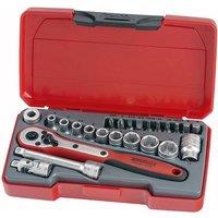 Teng T1424 Socket Set Of 24 Metric 1/4In Drive in Red