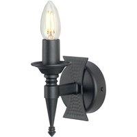 Netlighting Saxon 1 Light Indoor Candle Wall Light Black E14