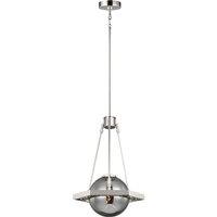 Netlighting Feiss Harper 1 Light Pendant Polished Nickel in Grey