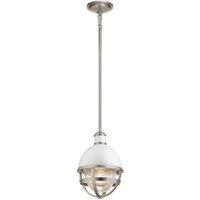 Netlighting Kichler Tollis Globe Pendant Ceiling Light Brushed Nickel & White in Grey