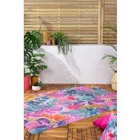 Furn Psychedelic Jungle Bright Floral Woven UV & Weatherproof Outdoor/Indoor Rug in Pink | Size: 120 cm x 170 cm