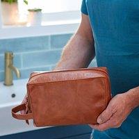 Paper High Leather Wash Bag in Brown