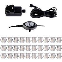 First Choice Lighting Set of 30 - 30mm IP67 Cool White LED Decking Kit with Photocell in Silver