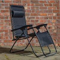 Samuel Alexander Luxury Padded Multi Position Zero Gravity Garden Relaxer Chair Lounger in All Black