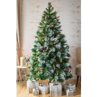 Marco Paul 6ft Snow Covered Artificial Christmas Tree with Pinecones in Green