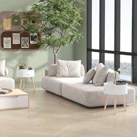 HOMCOM Coffee Table with Drawer & Wood Legs for Bedroom, Set of 2, White