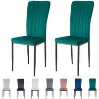MCC Direct Set of 2 Velvet Dining Chairs Padded Upholstered Accent Chair Elle in Green