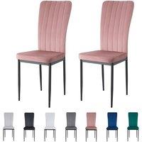 MCC Direct Set of 2 Velvet Dining Chairs Padded Upholstered Accent Chair Elle in Pink