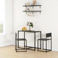 HOMCOM 3 Piece Dining Table Set with Metal Frame in Black