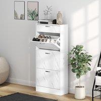 HOMCOM Shoe Cabinet w/ 4 Drawers Shoe Storage Organiser for 18 Pairs Black in White