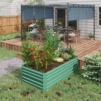 OUTSUNNY Galvanised Steel Outdoor Raised Bed w/ Reinforced Rod, Light Green