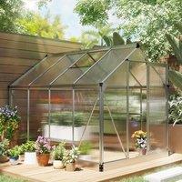 OUTSUNNY 6x8ft Walk-In Polycarbonate Greenhouse Plant Grow Galvanised Aluminium in Silver