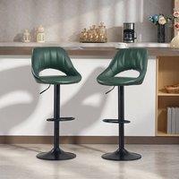 HOMCOM Barstools Set of 2, Dining Stools with Backrest & Footrest in Dark Green